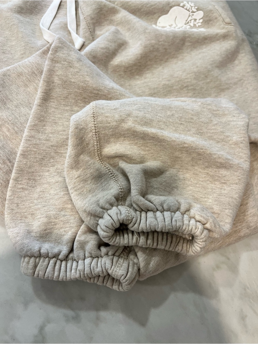 Roots Men’s Neutral Beige Sweatpants with White Drawstring - Picture 6 of 8